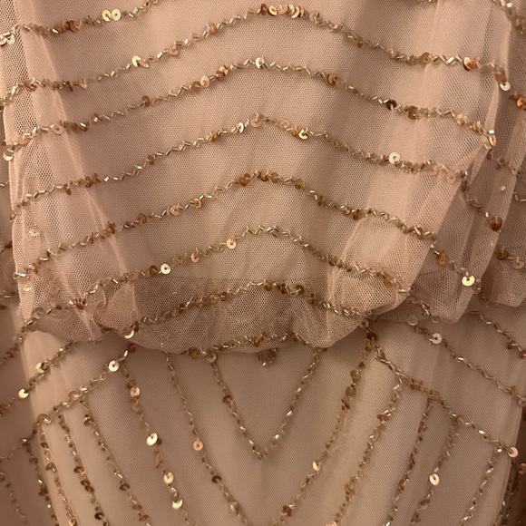 Adrianna Papell champagne beaded gown. - Picture 3 of 4